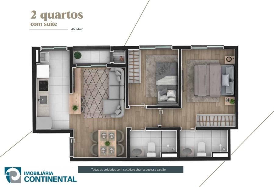 Apartamento à venda com 2 quartos, 47m² - Foto 3